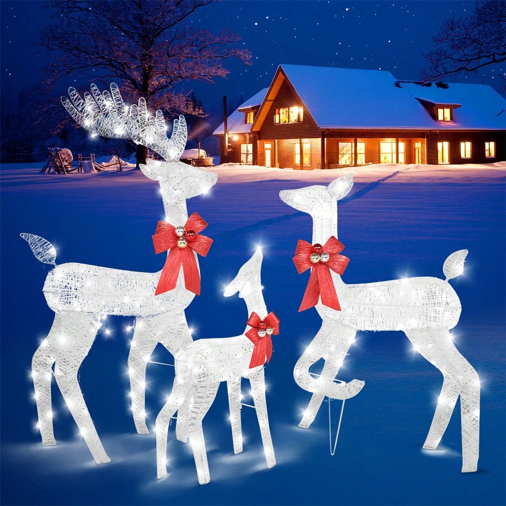 3-Piece Lighted Reindeer Family Set