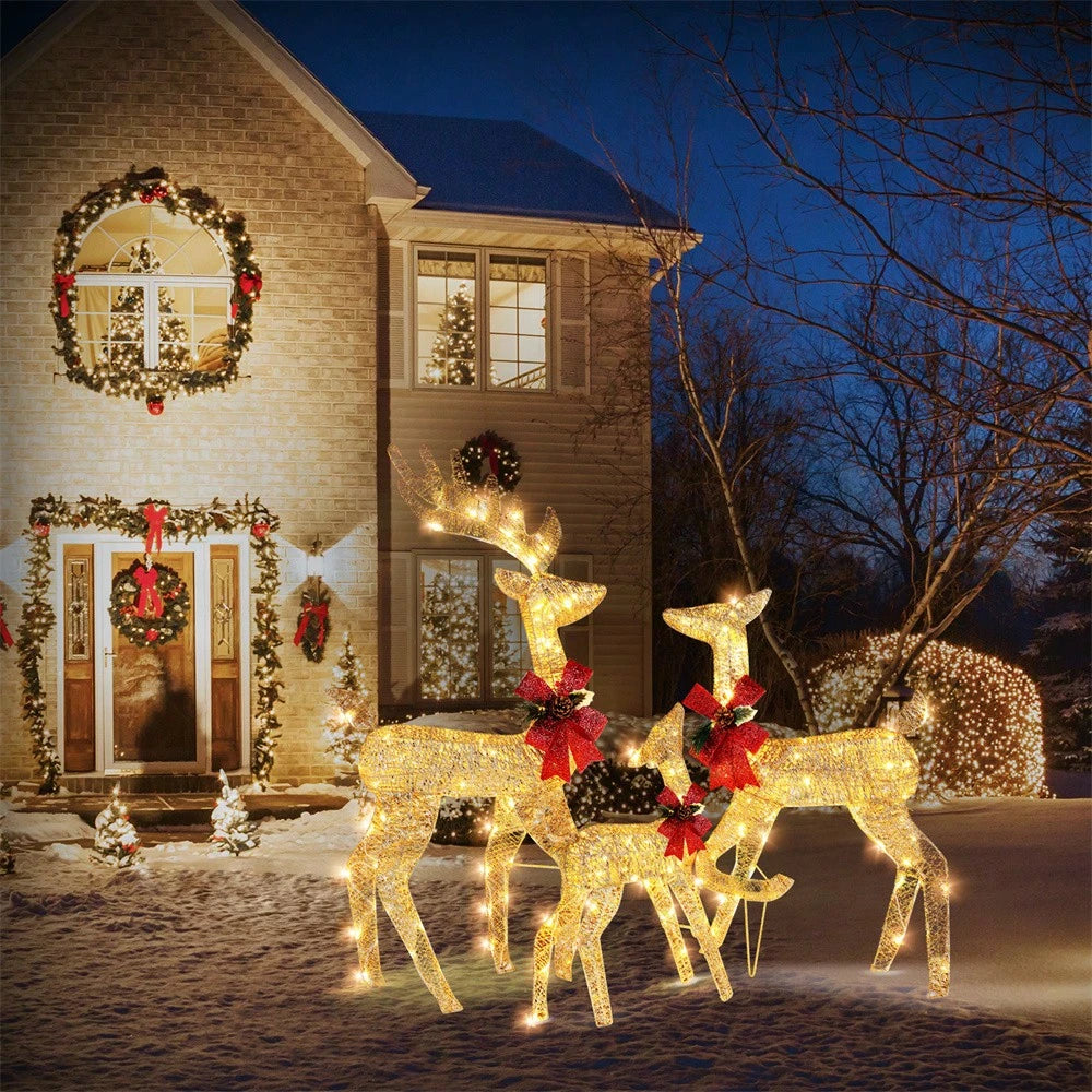 3-Piece Lighted Reindeer Family Set