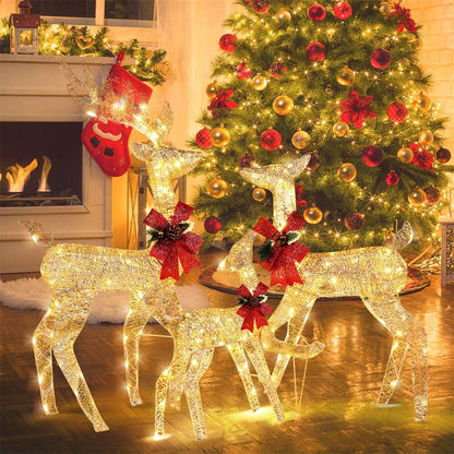 3-Piece Lighted Reindeer Family Set