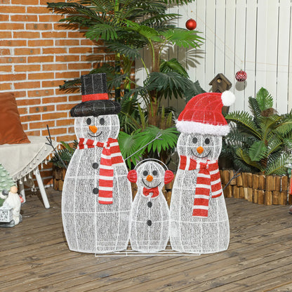 3 Piece Lighted Snowman Family