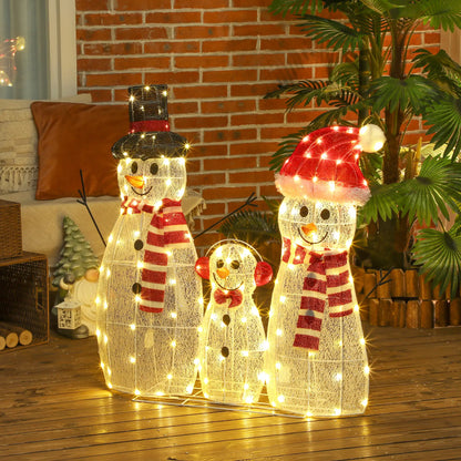 3 Piece Lighted Snowman Family
